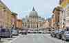 The busy traffic in St Peter's Square, Vatican Basilica, Rome