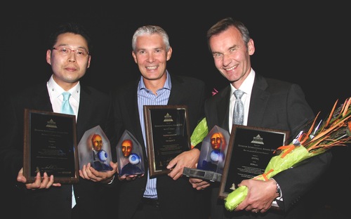 Steve Ham, Suprema, Fredrik Thor, Axis and Yngve Wold from Idteq received the first prizes when the Detektor International Award Ceremony was held on wednesday night.