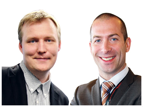 Årets finalister: Andreas Johansson, grundare av Nyx Security och Freddie Parrman, VD för Pas Card
