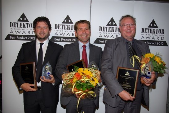 Rafael de Astis fra Cias (Alarm og Detektion), Björn Adméus fra Sony (CCTV) og Robert Jansson fra HID (Adgangskontrol) modtog førstepræmierne ved uddelingen af Detektor International Award.