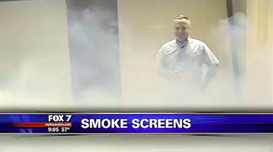 President of Concept Smoke Screen US, Eric Howe, demonstrating security smoke