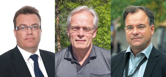 Swesecs ordförande Urban Doverholt, Swelarms ordförande Per Edsmar och Sweguards ordförande Joachim Källsholm.