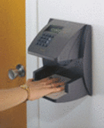 Handreaders automatically take a three-dimensional reading of the size and shape of a hand and verify the user's identity in less than one second. They are not affected by dust, dirty hands, and minor injuries, which can cause false rejects with other biometric technology. 