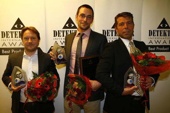 De tre vindere: Spencer Marshall fra HID, Erik Lindstein fra Embsec samt Björn Admeus fra Sony.