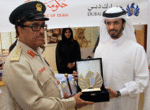 From right to left Mr. Mohammed Al Mari, executive director of Cargo Operations at Dubai customs Lieutenant General Dahi Khalfan Tamim, chief of Dubai Police