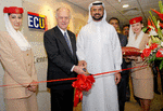 Dr Abdulla Al Hashimi (right), Emirates&#39; divisional senior vice president of group security, and professor Kerry Cox, vice chancellor of Western Australia&#39;s Edith Cowan University open the new Centre for security & aviation excellence at the Emirates group security offices in Dubai airport free zone. Also seen are Emirates cabin crew Enas Hassan (left) and Olga Mazula.