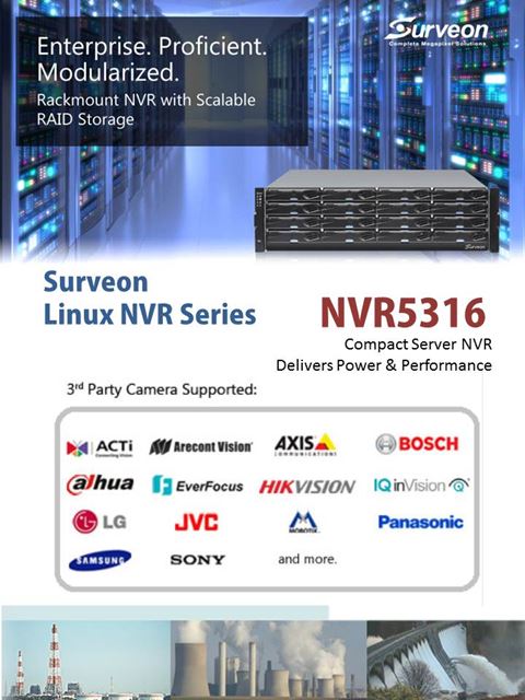 Surveon Enterprise NVR Enterprise NVR for infrastructure applications
