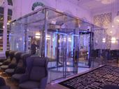 Before the new Boon Edam revolving door was installed, negative pressure was pulling in cold air during the winter months, and cooled, conditioned air was escaping out through the double doors in the summer.