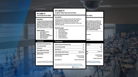 Each label will explain the type of AI used, who owns the data processed, human controls and the purpose behind the product’s specific application of AI. Image courtesy of Motorola Solutions Each label will explain the type of AI used, who owns the data processed, human controls and the purpose behind the product’s specific application of AI.