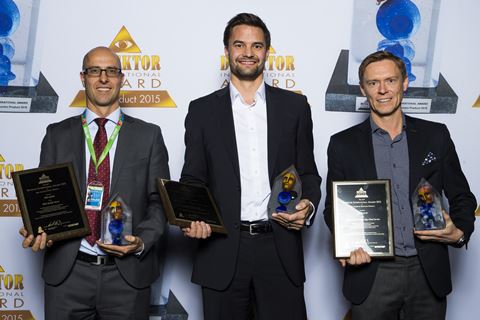 Detektor International Awards-vinderne Dahn Sadarangan, HID, Carl Staël von Holstein, Axis og Johan Holmstrøm, Dualtech IT ved onsdagens prisceremoni på Sectech-banketten i Stockholm.