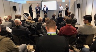 Sectech Danmark startade igår och avslutas idag. Bilden är från gårdagens paneldiskussion om passerkontrollmarknadens trender . Idag är huvudtemat smarta byggnader.