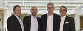 F.v.: Mikael Voldborg, direktør for byggeri, Carsten Toft Boesen, adm. direktør, Thomas B. Olsen, direktør for procesindustri og Mads Søndergaard, koncerndirektør for byggeri. 