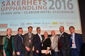 Kristina Axén Olin, SNOS, Henrik Albertsson, Sll, Magnus Josephson, konsult, Björn Ericsson, Almega Säkerhetsföretagen, Lena Maria Fritzberg, Stockholm stad, Jon Radefalk, Securitas, Björn Bergström, Ramberg Advokater och Lennart Alexandrie, AR Media, deltog under konferensens avslutande paneldiskussion.