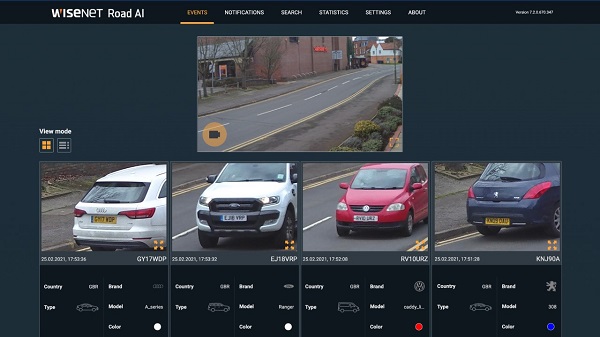 Wisenet Road AI cameras, with the embedded and permanently licensed Road AI application, are thought to be unique in that they require no external application to read license plates or other vehicle attributes.