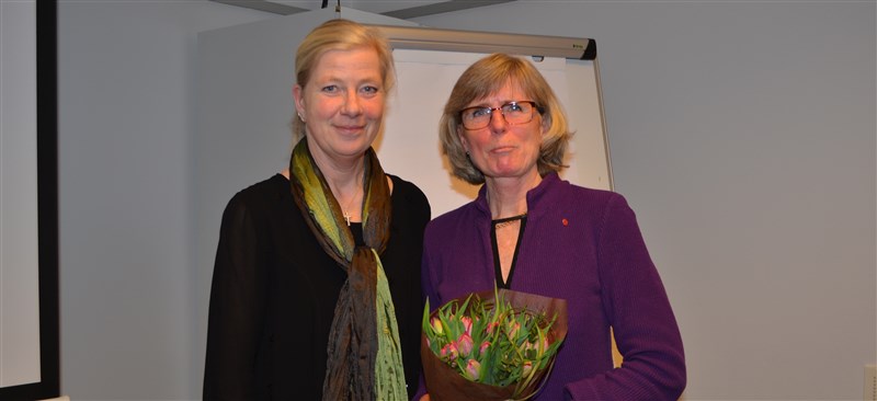 SNOS-ordförande Kristina Axén Olin och justitieutskottsledamoten Helene Peterson.