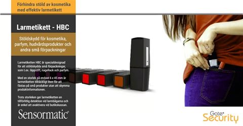 Larmetiketten HBC från Sensormatic.