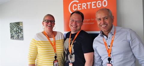 Fra venstre: Anniken Stensrud Østbye, Salgskoordinator Certego Norge, Stian Holter Langsether, Prosjektleder Certego Norge, Knut Willy Rydz Larsen, Salgssjef Certego Norge 