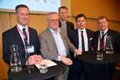 Björn Ericsson, Almega Säkerhetsföretagen, Björn Eriksson, ordförande för Säkerhetsbranschen, Klas Danerlöv från SKL, Benjamin Ståhl från Blue Institute och Johan Almesjö, förbundsdirektör, Inköp Gävleborg deltog i paneldebatten.