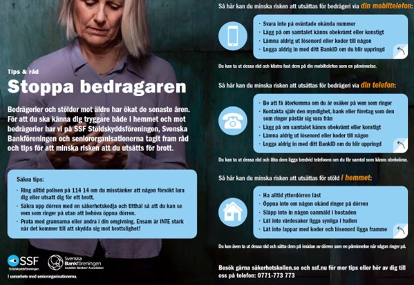 Informationsbladet finns för organisationer att beställa hos SSF Stöldskyddsföreningen för vidare distribution till äldre.