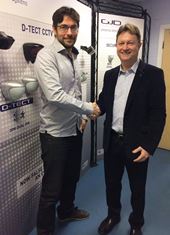 Mark Tibbenham, GJD (right) and Erik Lindstein, Embsec shake hands