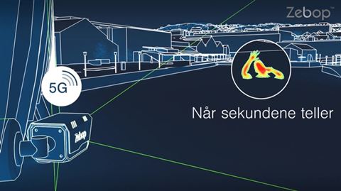 Skissen illustrer at intelligent kamerateknologi ved hjelp av AI skal varsle om mennesker i nød