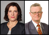 Karin Enström, försvarsminister (foto Regeringskansliet). Björn Eriksson, ordförande för Säkerhetsbranschen