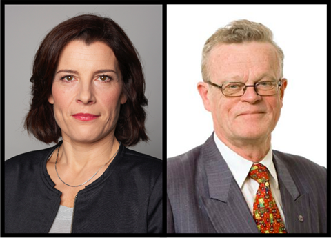 Karin Enström, försvarsminister (foto Regeringskansliet). Björn Eriksson, ordförande för Säkerhetsbranschen