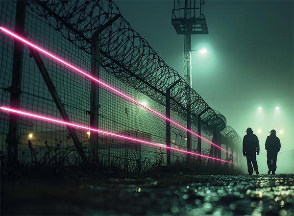 At the outer perimeter, advanced technologies, like Echopoint fibre optic Distributed Acoustic Sensors (DAS), offer reliable detection over large distances.